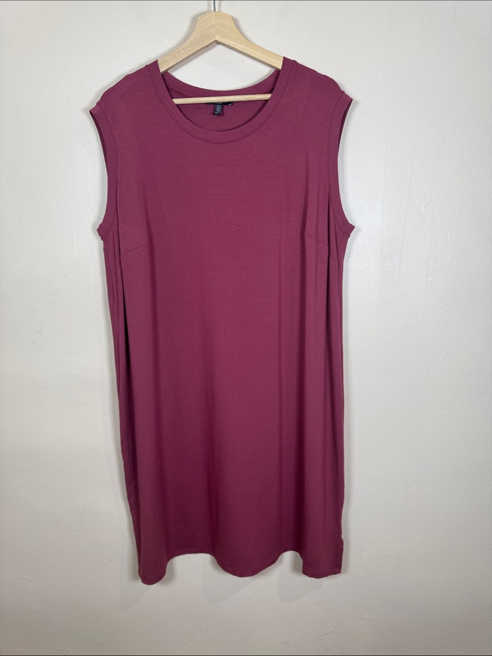 Eileen Fisher Plus Size 1X Sleeveless Midi Dress Stretch Coastal Lightweight